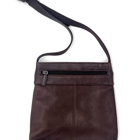 90s Nine West Brown Vintage Pebble Grain Leather Swing Pack Crossbody Retro Bag - Picture 6 of 10